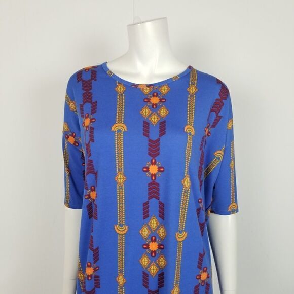 Lularoe XS Blue Tribal Print Irma Tunic Top - Picture 2 of 6